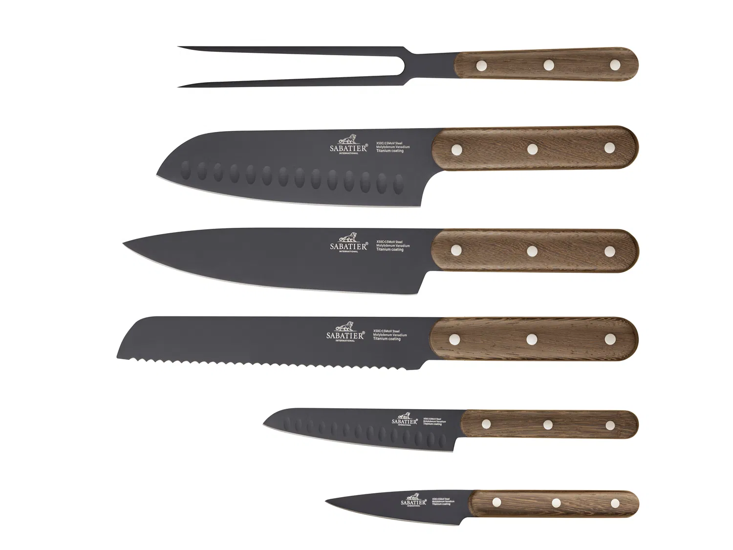 Lion Sabatier International Phenix Walnut Knivsæt 6 dele Sort/Træ
