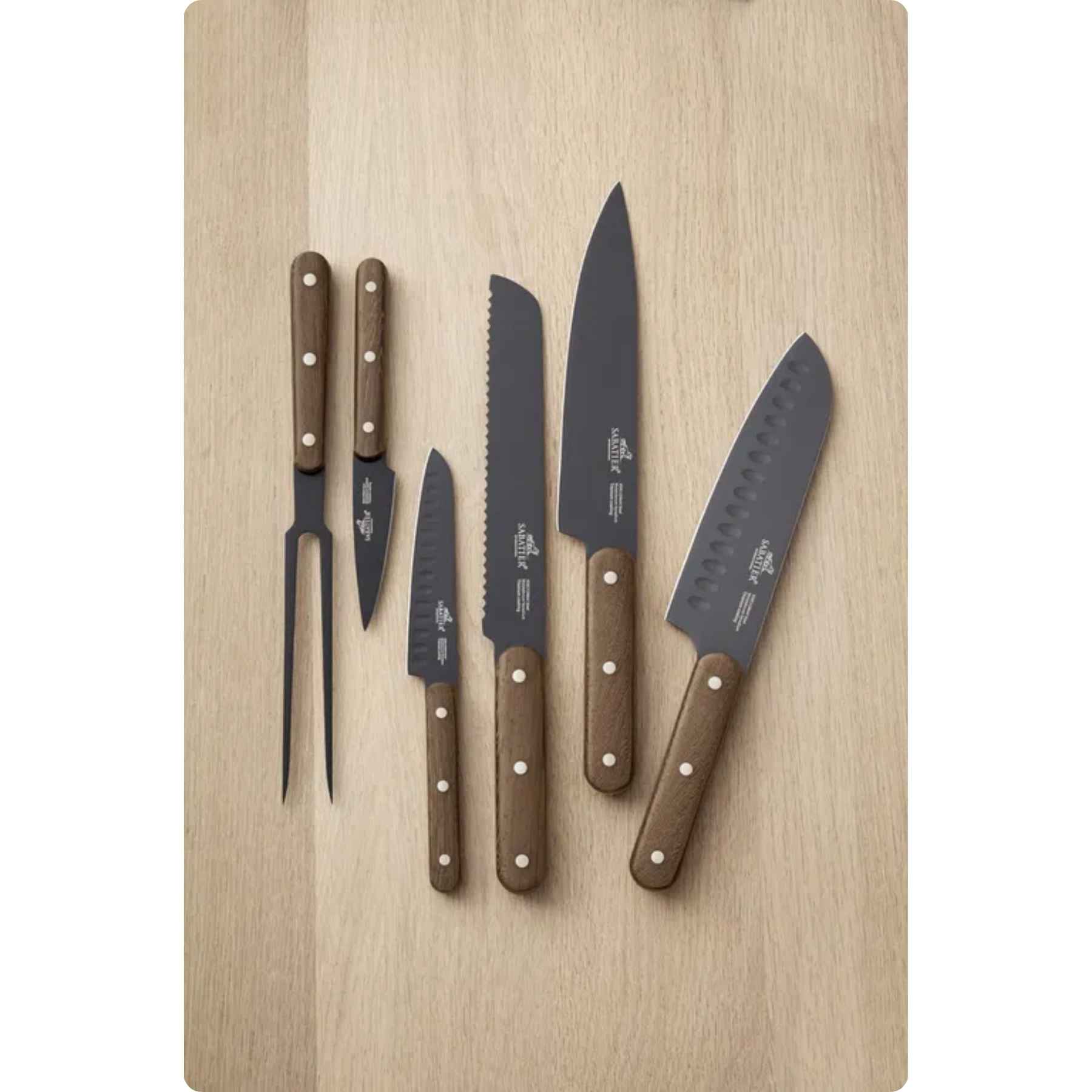Lion Sabatier International Phenix Walnut Knivsæt 6 dele Sort/Træ