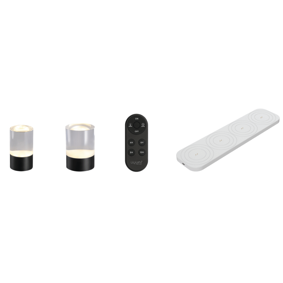 2 stk. Uyuni Glow rods Lamper, opladebase & fjernb