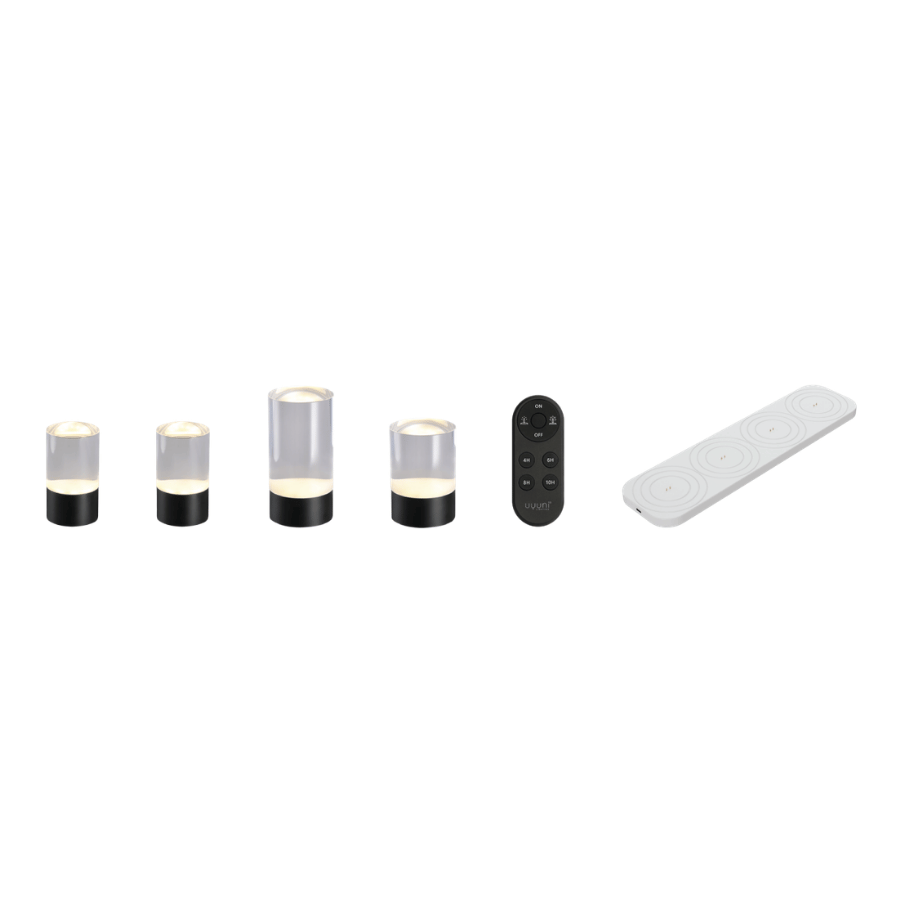 4 stk. Uyuni Glow rods Lamper, opladebase & fjernb