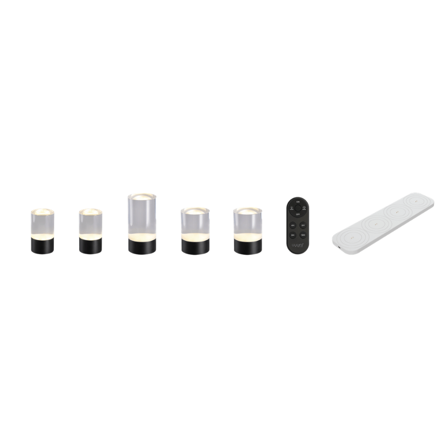5 stk. Uyuni Glow rods Lamper, opladebase & fjernb