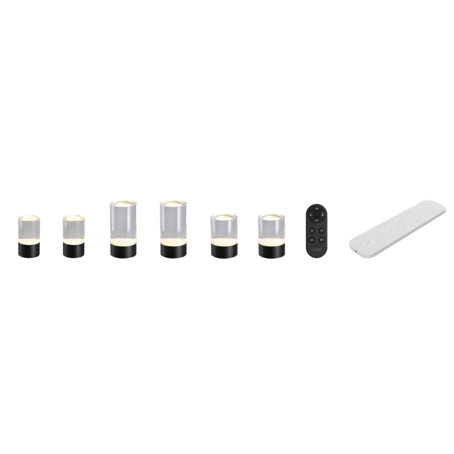 6 stk. Uyuni Glow rods Lamper, opladebase & fjernb
