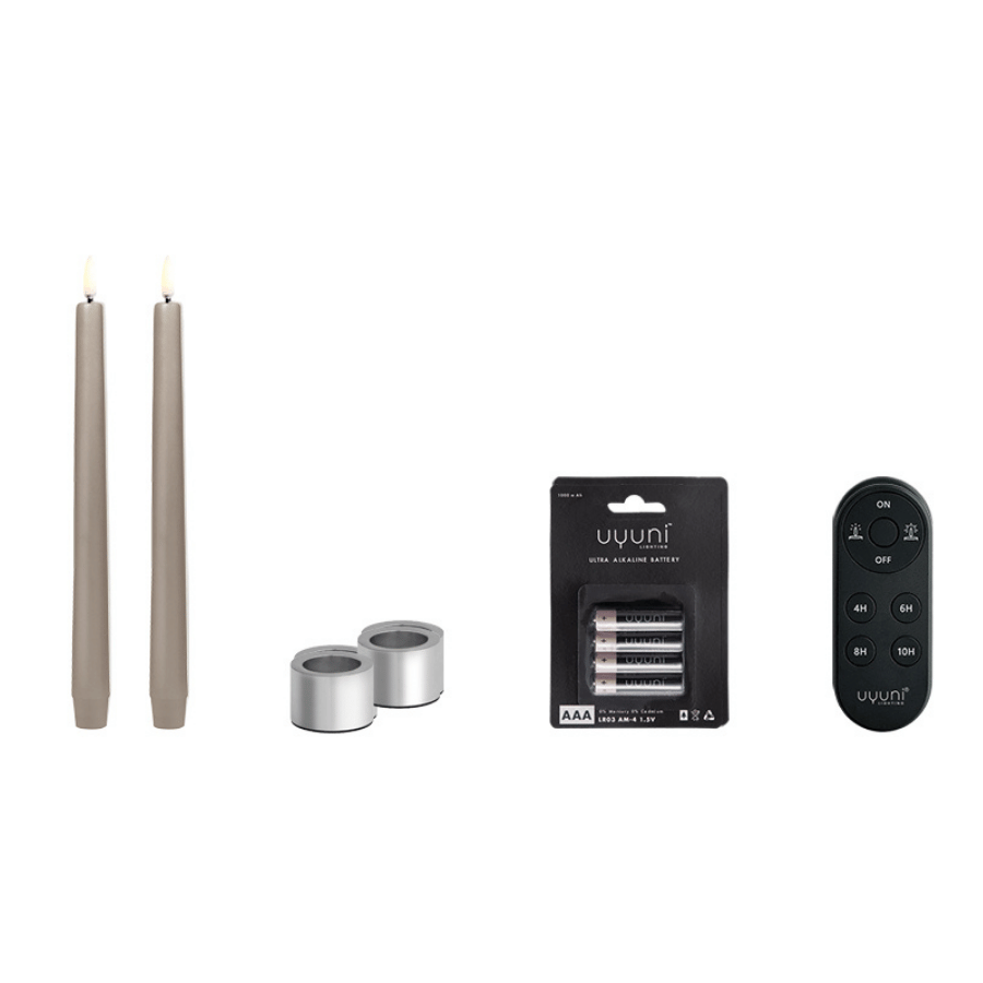 2 stk. Uyuni LED kronelys, lysestager - sandstone,