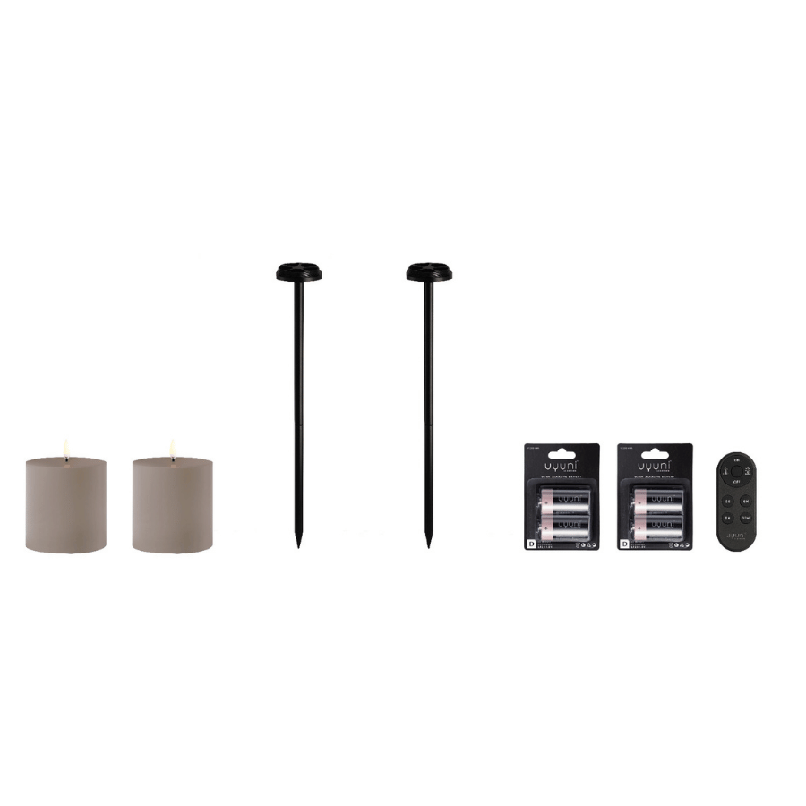 2 Uyuni outdoor LED lys, 2 spyd, batterier & fjern