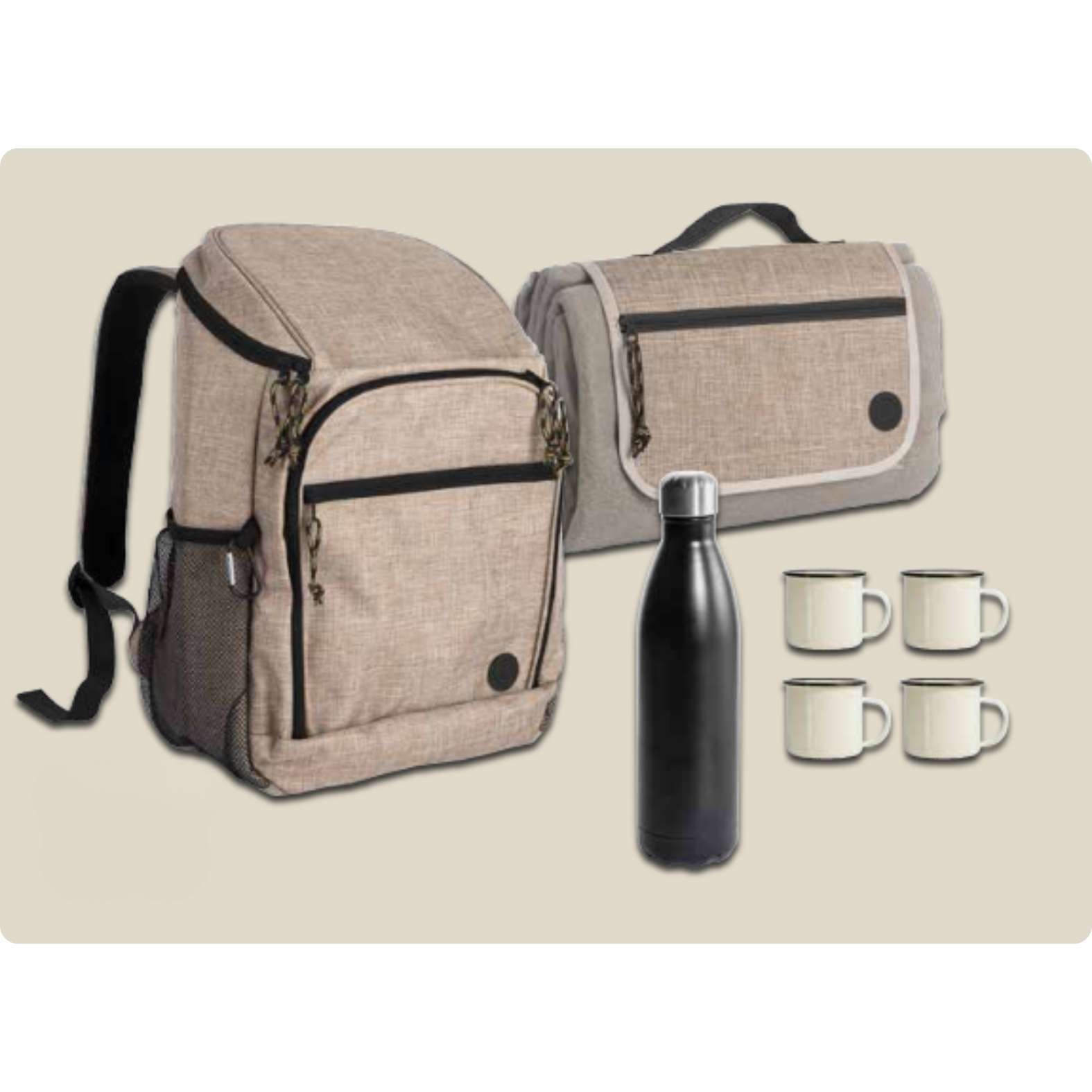 Sampak Udendørs Sæt – Krus, Termoflaske, Kølerygsæk, Tæppe