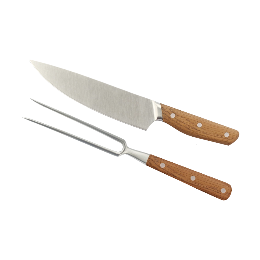 Morsø - Bosco knivsæt 2 dele Chef Kniv, Stegegaffel Eg/Knivstål/Rustfrit stål
