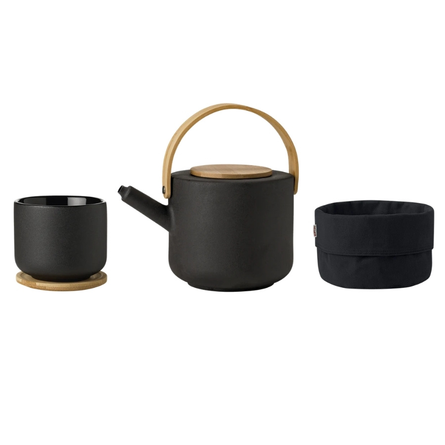 

Theo Tekande 1,2 l, sort + Theo kop med coaster (4 stk) + Stelton brødpose,sort